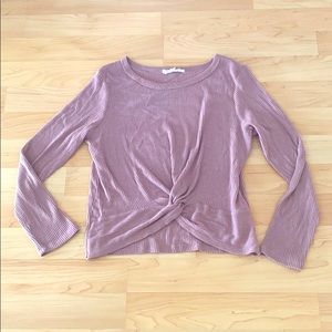 Long sleeve tee with front twist detail